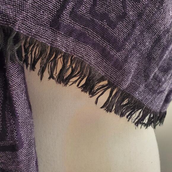 TOUS Black & Purple Wool Blend Graphic Scarf - Picture 8 of 11